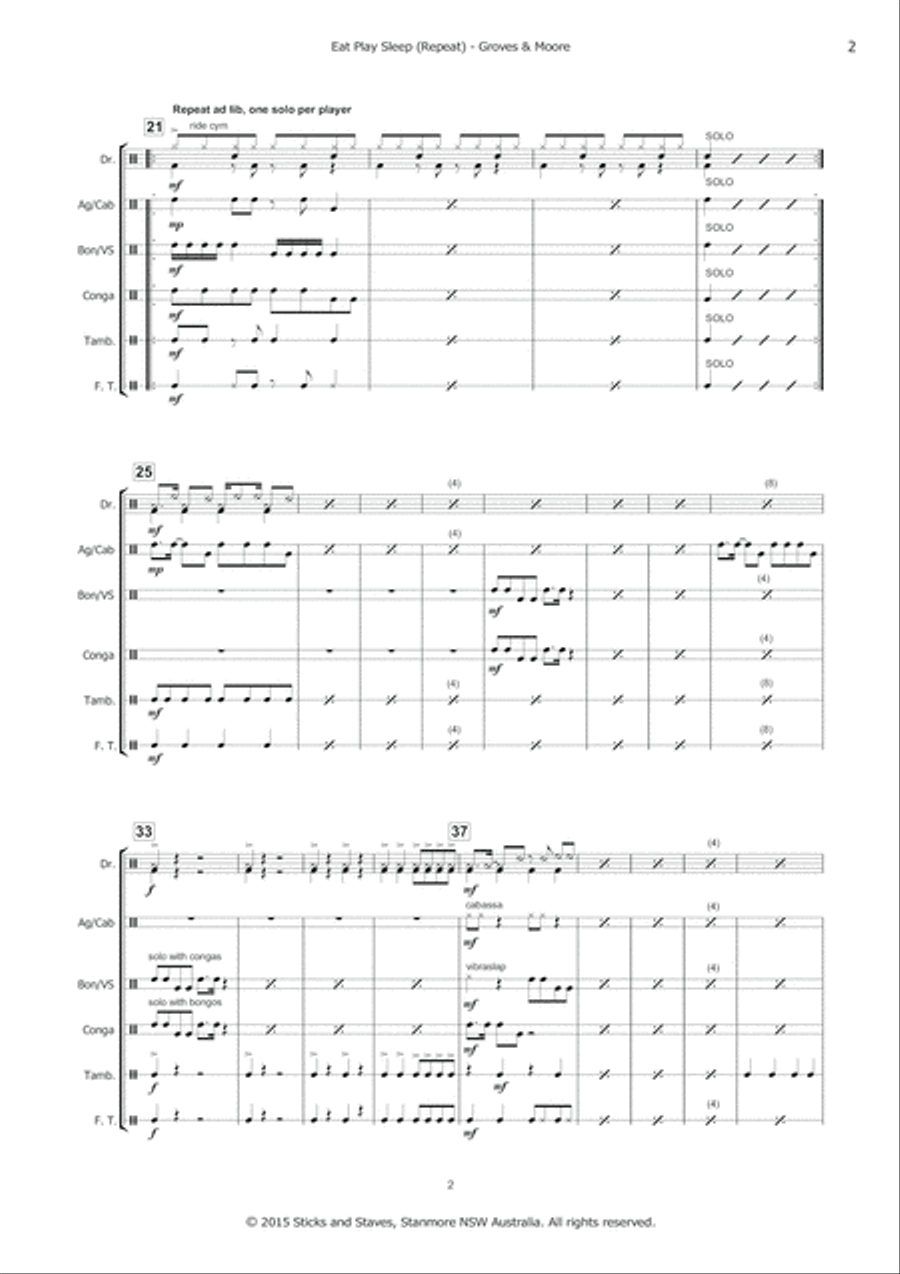 Eat Play Sleep (Repeat) Percussion Ensemble scores gallery preview page 4