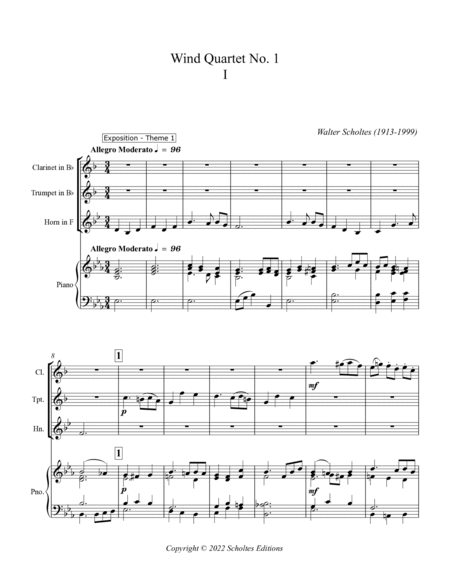 Wind Quartet No. 1 in Eb Major for mixed ensemble