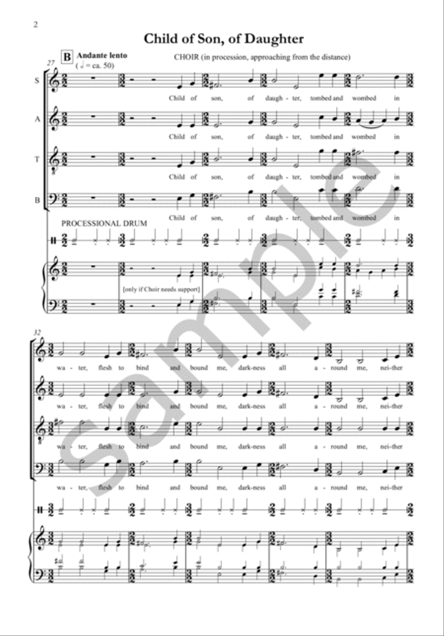 Unborn for Solo Tenor, SATB Choir, Organ and Processional Drum 4-Part scores gallery preview page 5