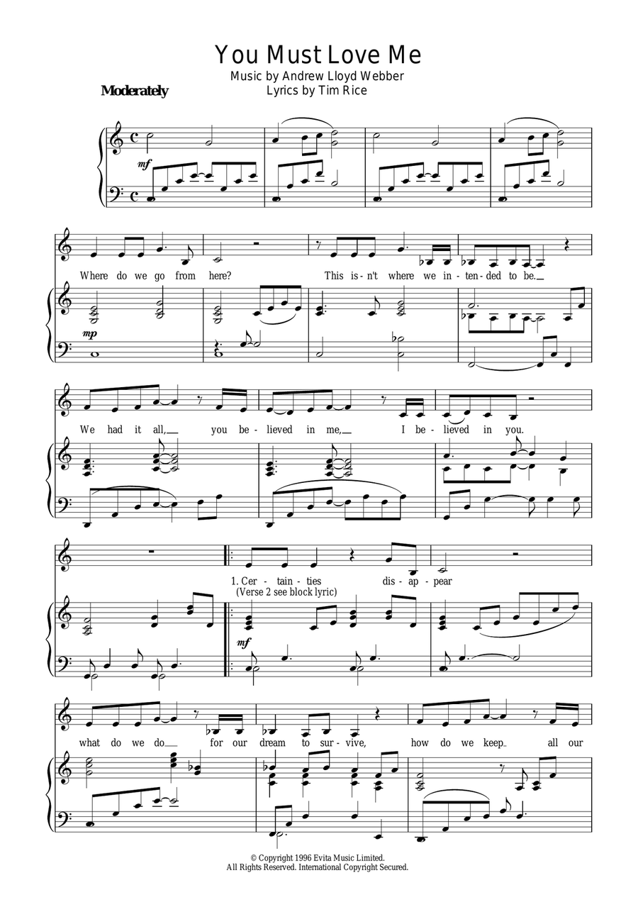 You Must Love Me You Must Love Me Voice scores gallery preview page 1