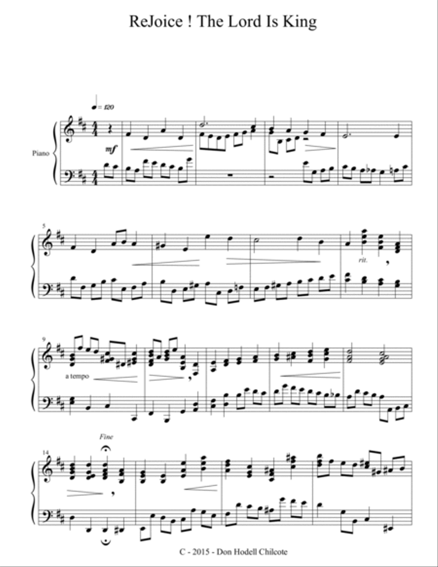 Rejoice The Lord Is King Piano Solo scores gallery preview page 2