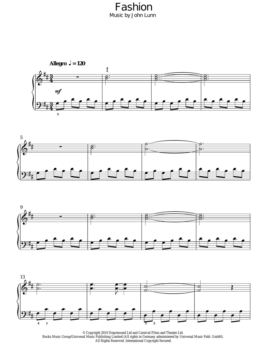 Fashion Easy Piano scores gallery preview page 1