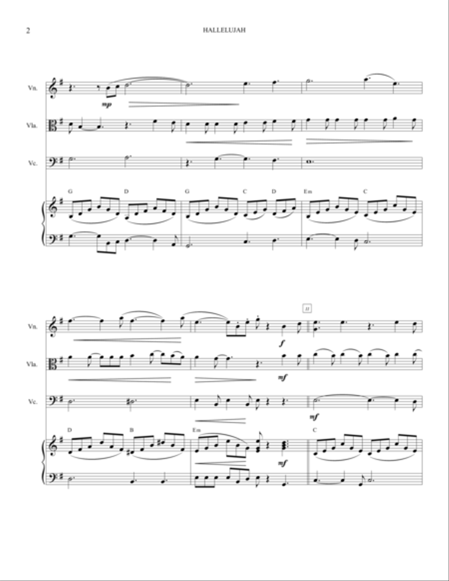 Hallelujah Piano Quartet scores gallery preview page 3