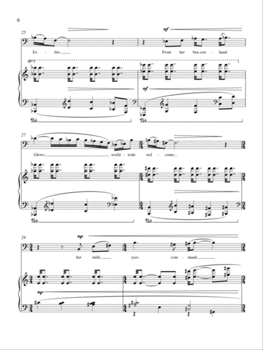 The New Colossus: Setting for Baritone and Piano of the Poem by Emma Lazarus Baritone Voice scores gallery preview page 6