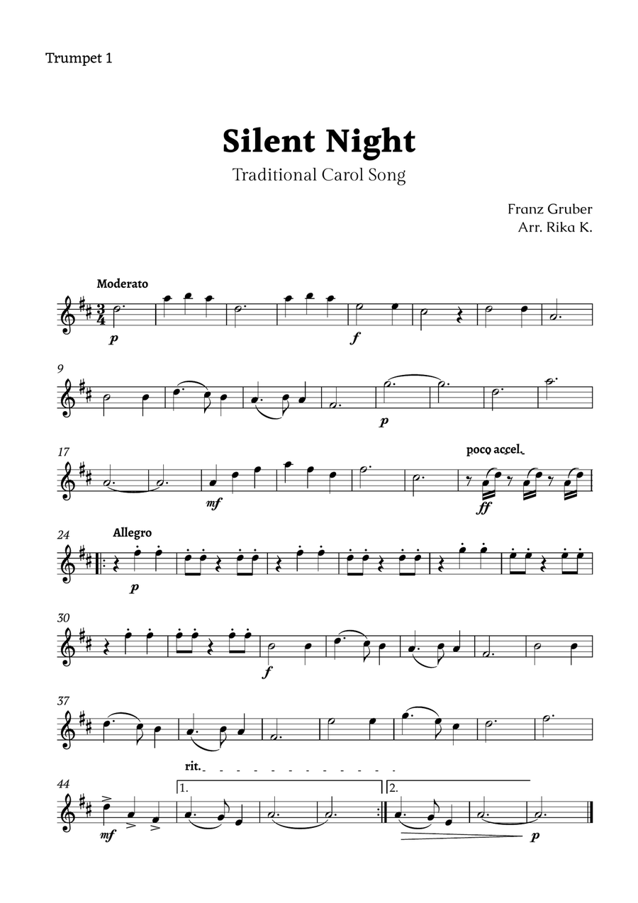 Silent Night for Trumpet Trio Trumpet Trio scores gallery preview page 3