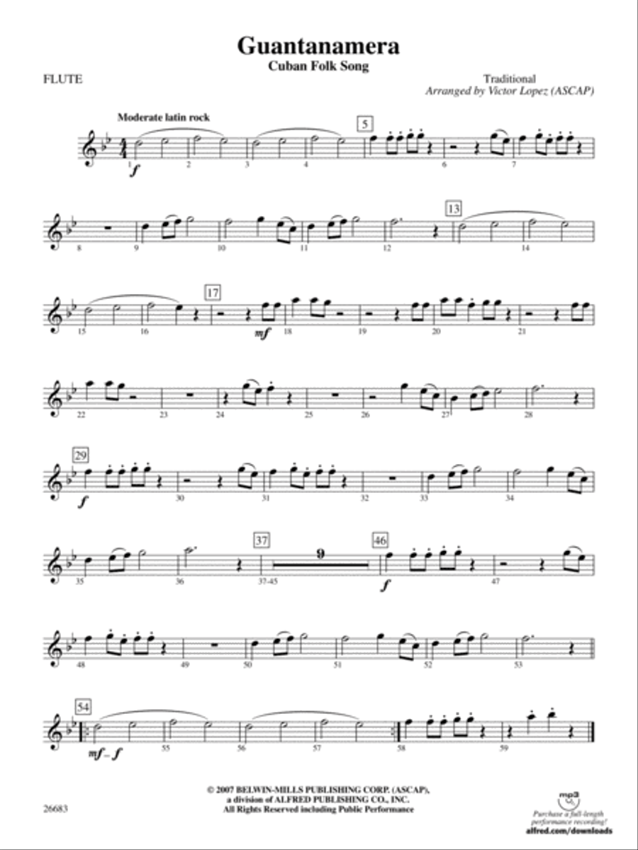 Guantanamera: Flute Concert Band scores gallery preview page 1