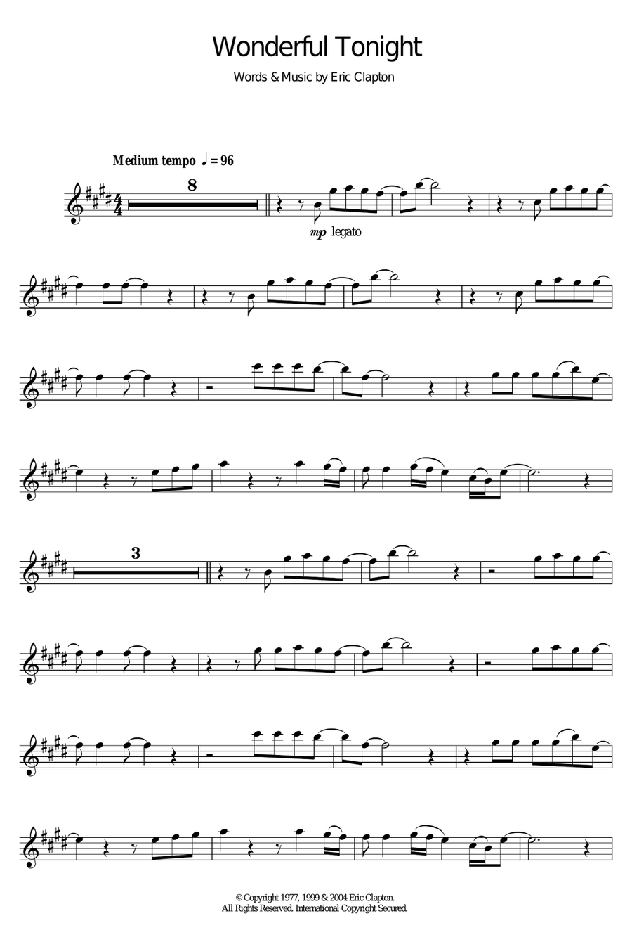 Wonderful Tonight Wonderful Tonight Alto Saxophone scores gallery preview page 1