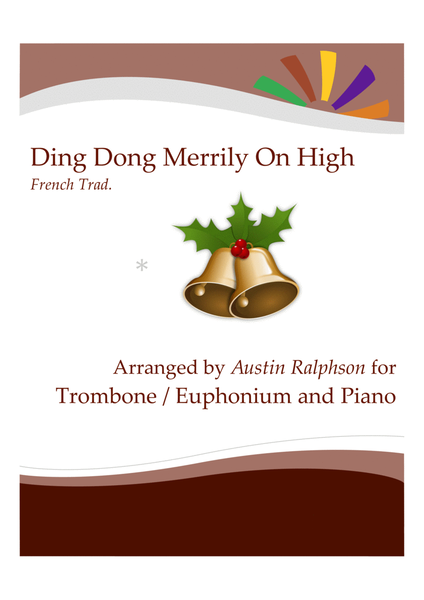 Ding Dong Merrily On High for trombone solo or euphonium solo - with FREE BACKING TRACK and piano image number null
