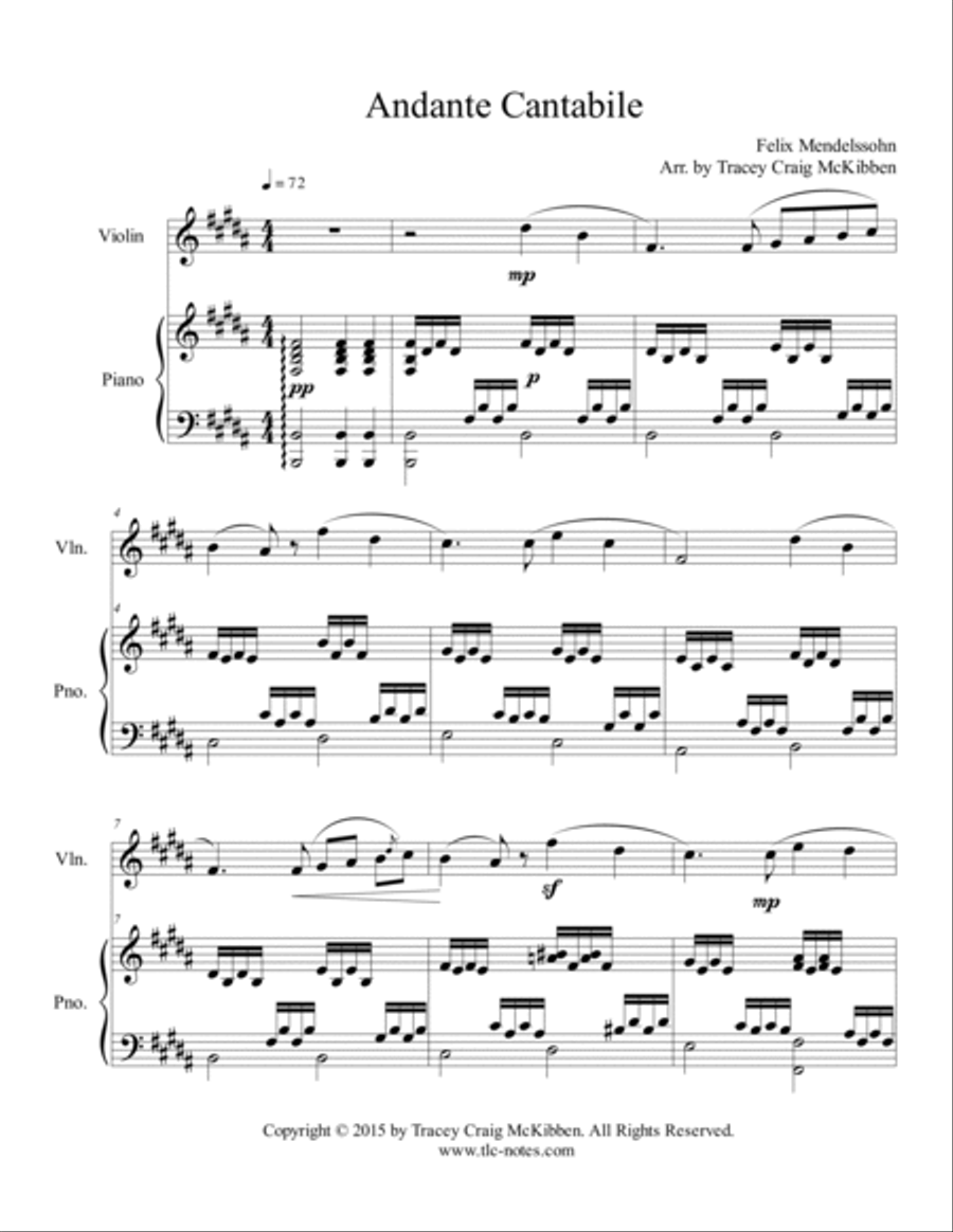 Andante Cantabile (Violin Solo) Violin Solo scores gallery preview page 2