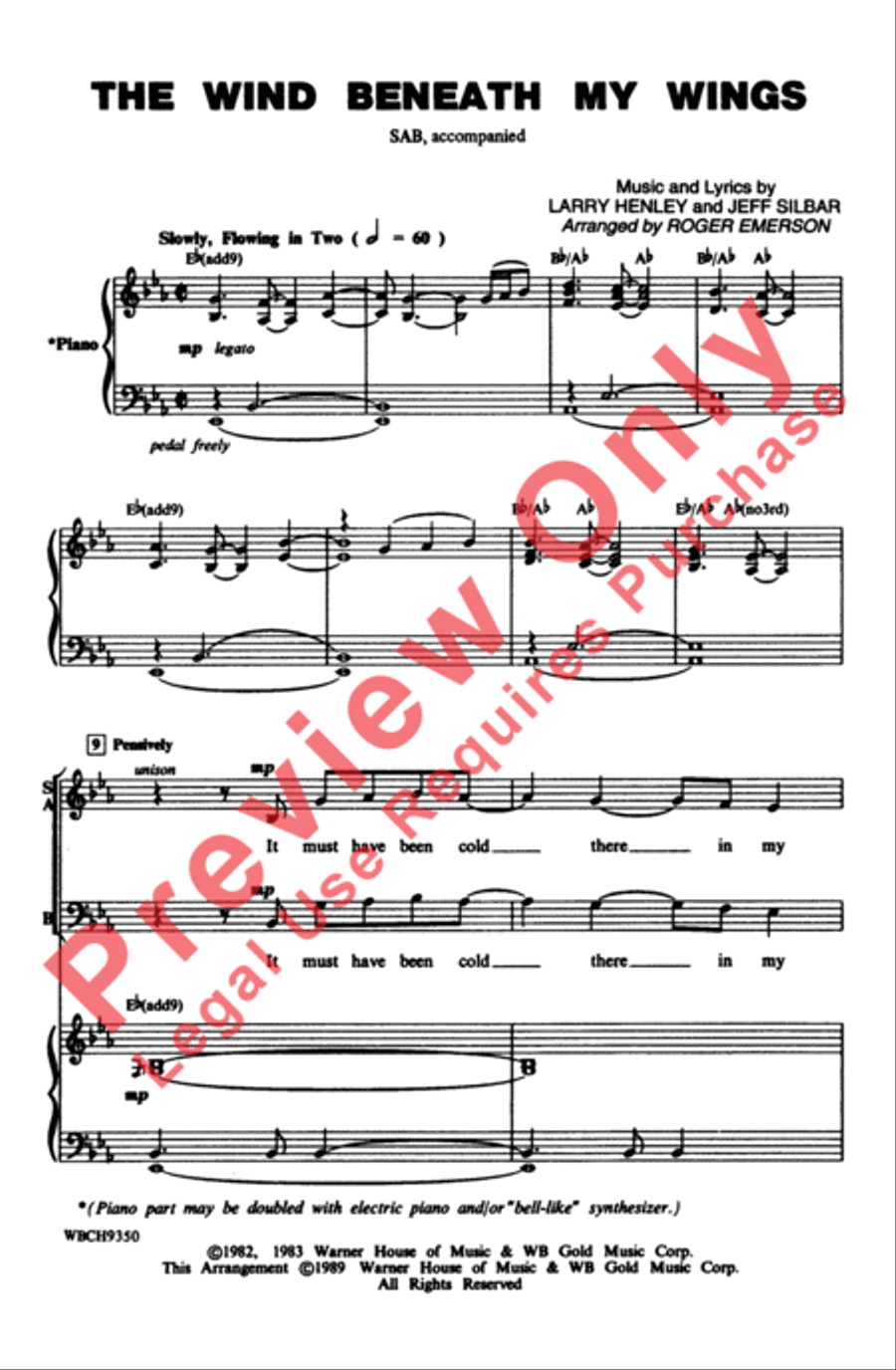 The Wind Beneath My Wings 3-Part scores gallery preview page 2