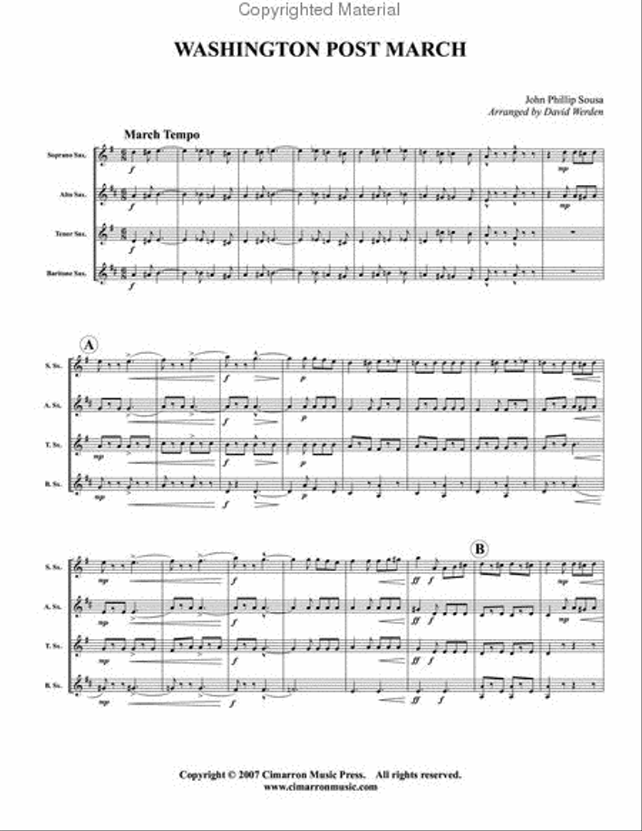 Washington Post March Washington Post March Saxophone Quartet scores gallery preview page 2