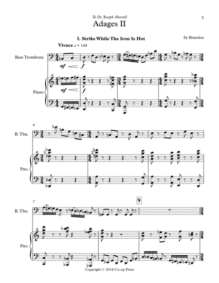 Adages II for Bass Trombone and Piano image number null