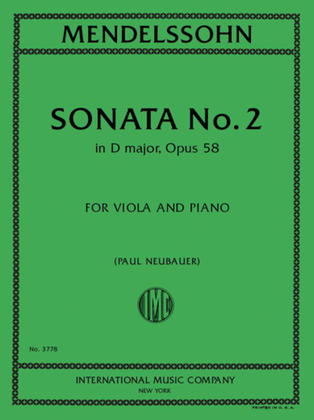 Book cover for Sonata No. 2 In D Major, Op. 58
