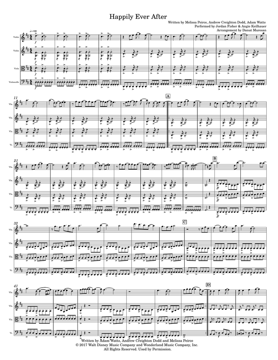 Happily Ever After String Quartet scores gallery preview page 1