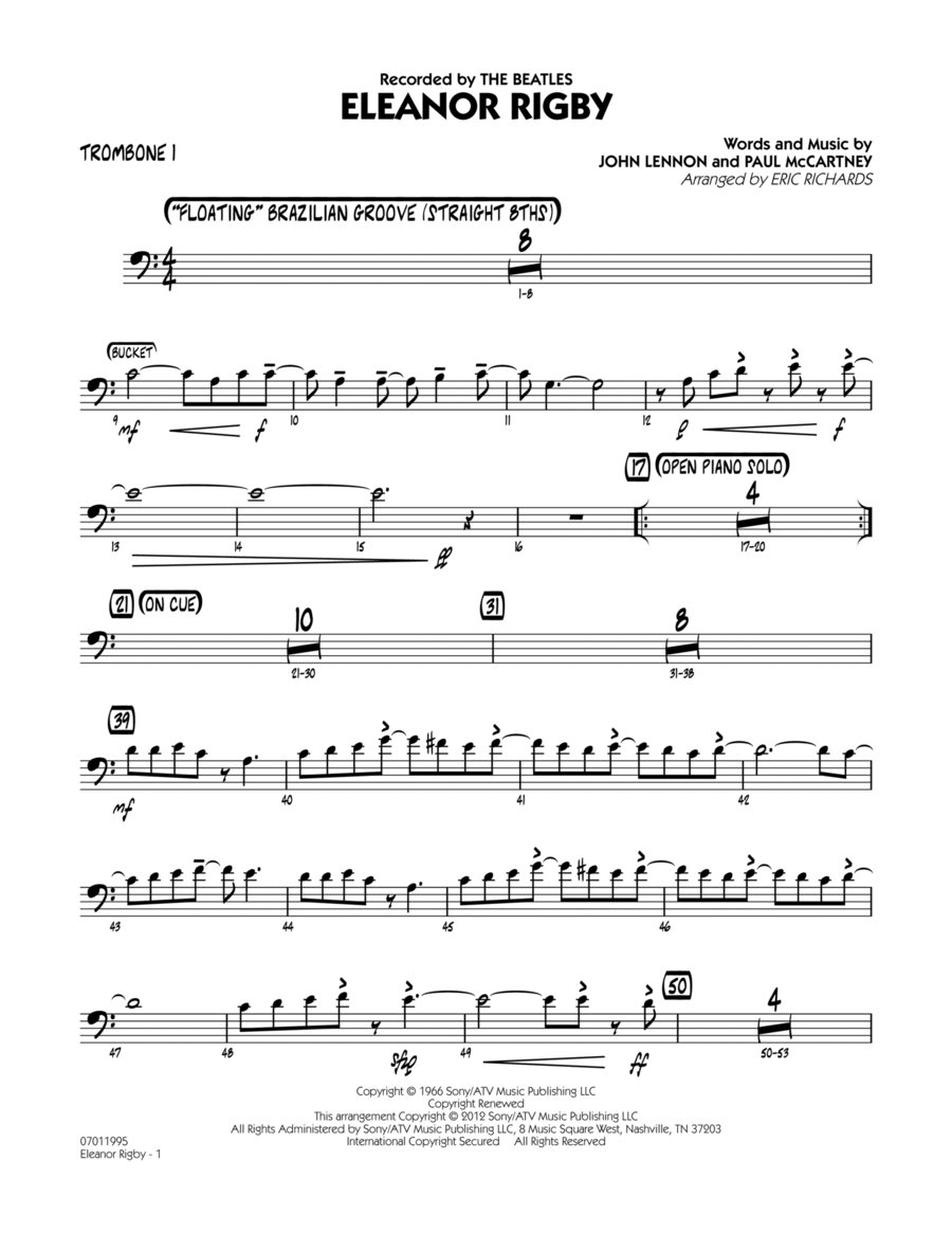 Eleanor Rigby - Trombone 1 Jazz Ensemble scores gallery preview page 1