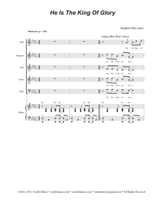He Is The King Of Glory (Solo with Vocal Quartet - (SATB)