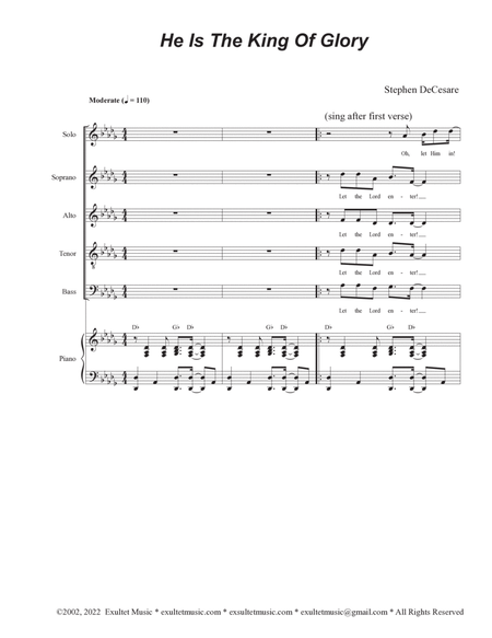 He Is The King Of Glory (Solo with Vocal Quartet - (SATB) image number null