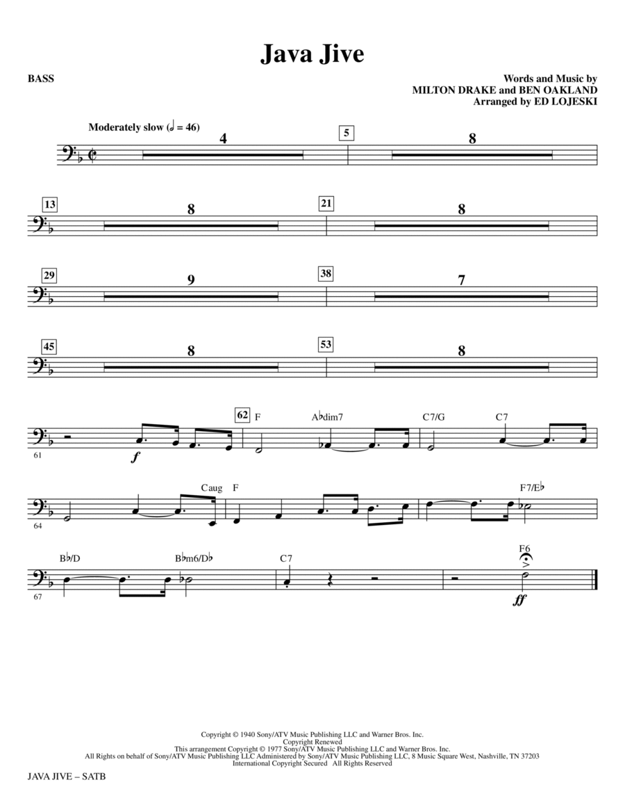 Java Jive (SATB Octavo Accompaniment Parts) - Bass