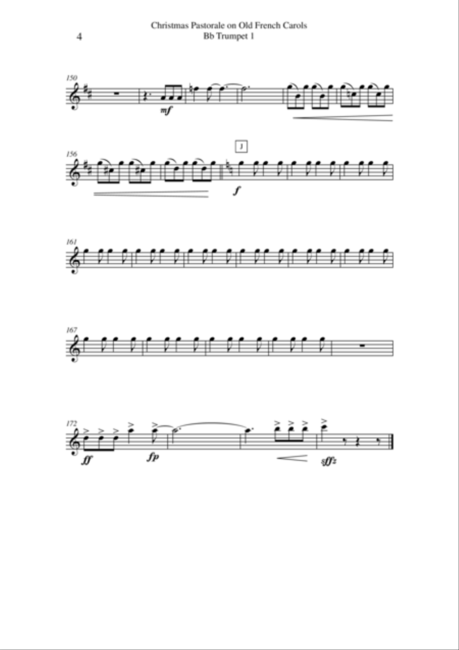 Paul Wehage: Christmas Pastorale on Old French Carols for concert band, complete brass and percussio Concert Band scores gallery preview page 4