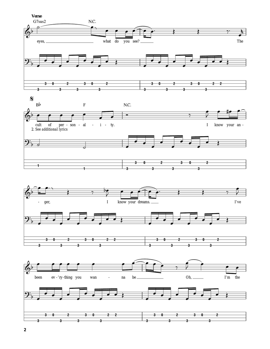Cult Of Personality Bass Guitar Tablature scores gallery preview page 2