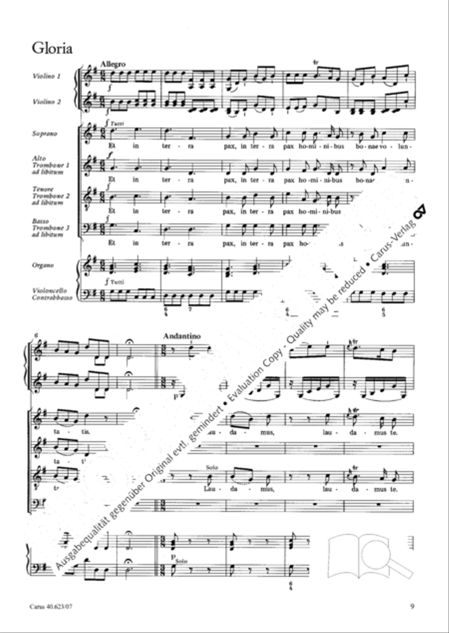 Missa brevis in G major 4-Part scores gallery preview page 10