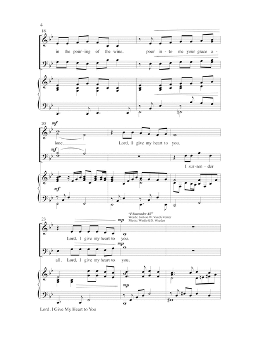 Lord, I Give My Heart to You 4-Part scores gallery preview page 4