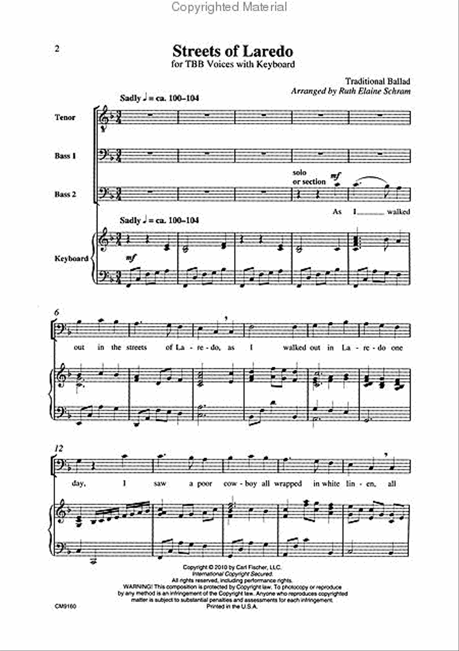 Streets of Laredo 3-Part scores gallery preview page 2