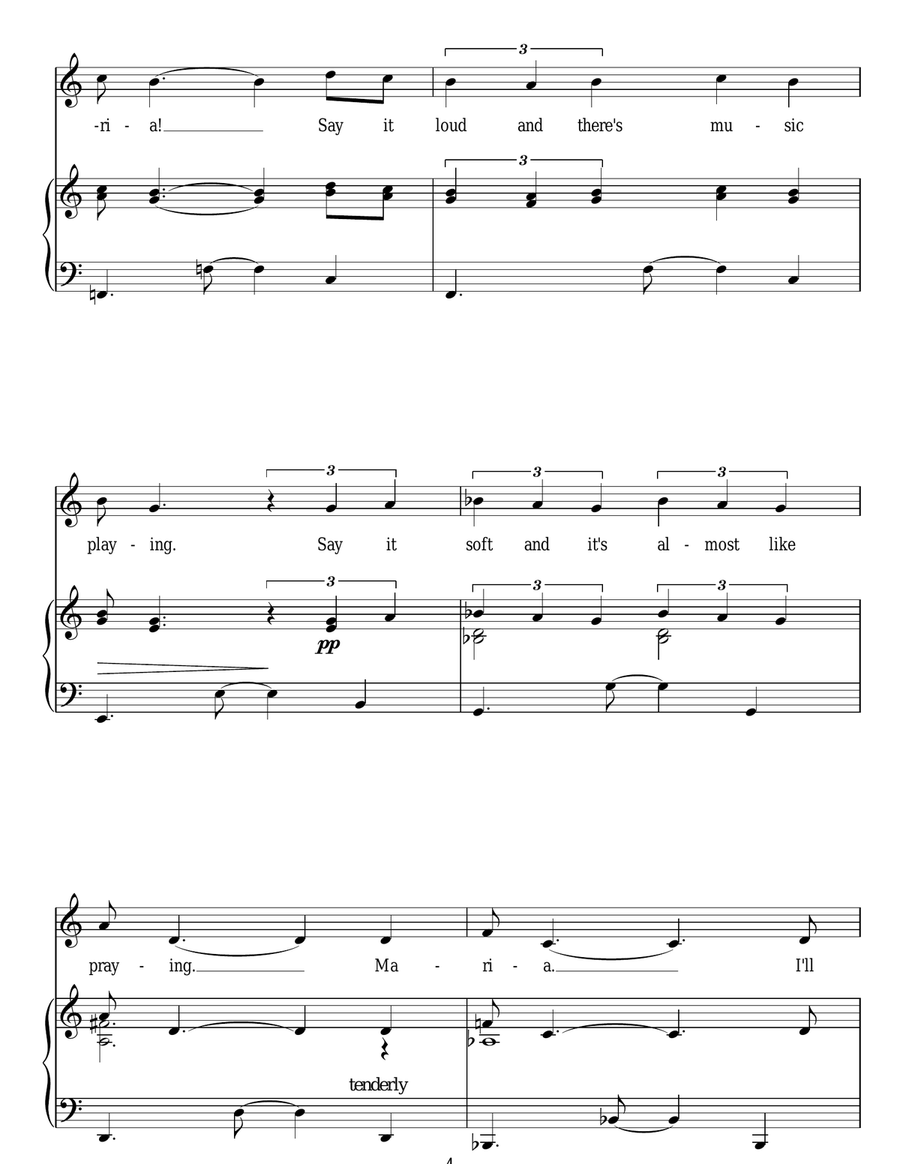 Maria (from West Side Story) Piano, Vocal scores gallery preview page 4