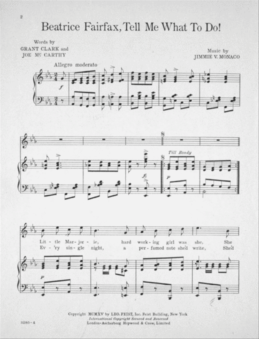 Beatrice Fairfax, Tell Me What To Do Voice scores gallery preview page 2