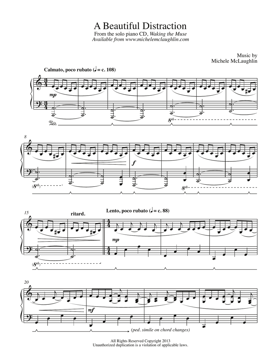 A Beautiful Distraction A Beautiful Distraction Piano Solo scores gallery preview page 1