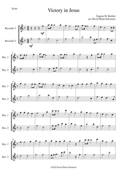 6 simple duets based on hymns, for 2 alto recorders image number null