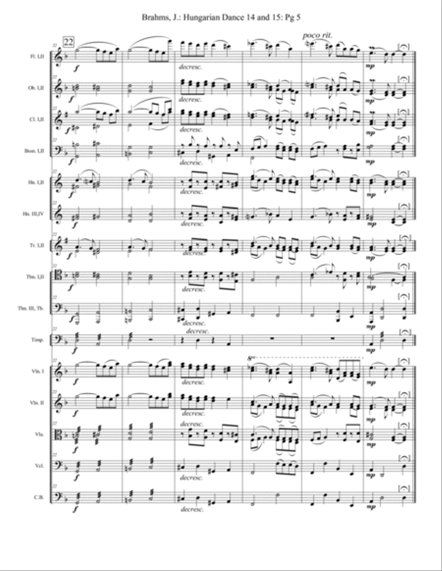 Hungarian Dances 14 and 15 - Extra Score Full Orchestra scores gallery preview page 5