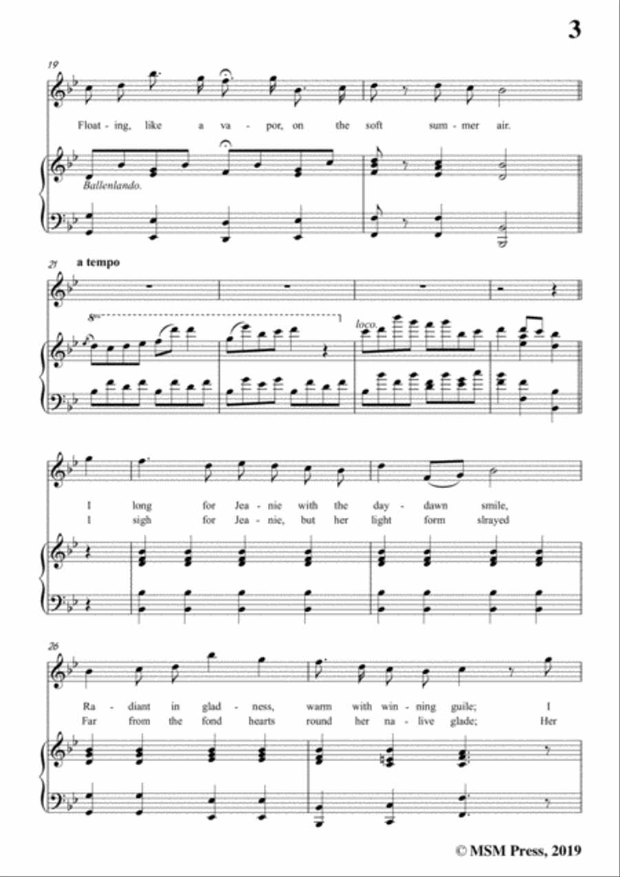 Stephen Collins Foster-Jeanie with the Light Brown Hair,in B flat Major,for Voice&Pno Voice scores gallery preview page 5