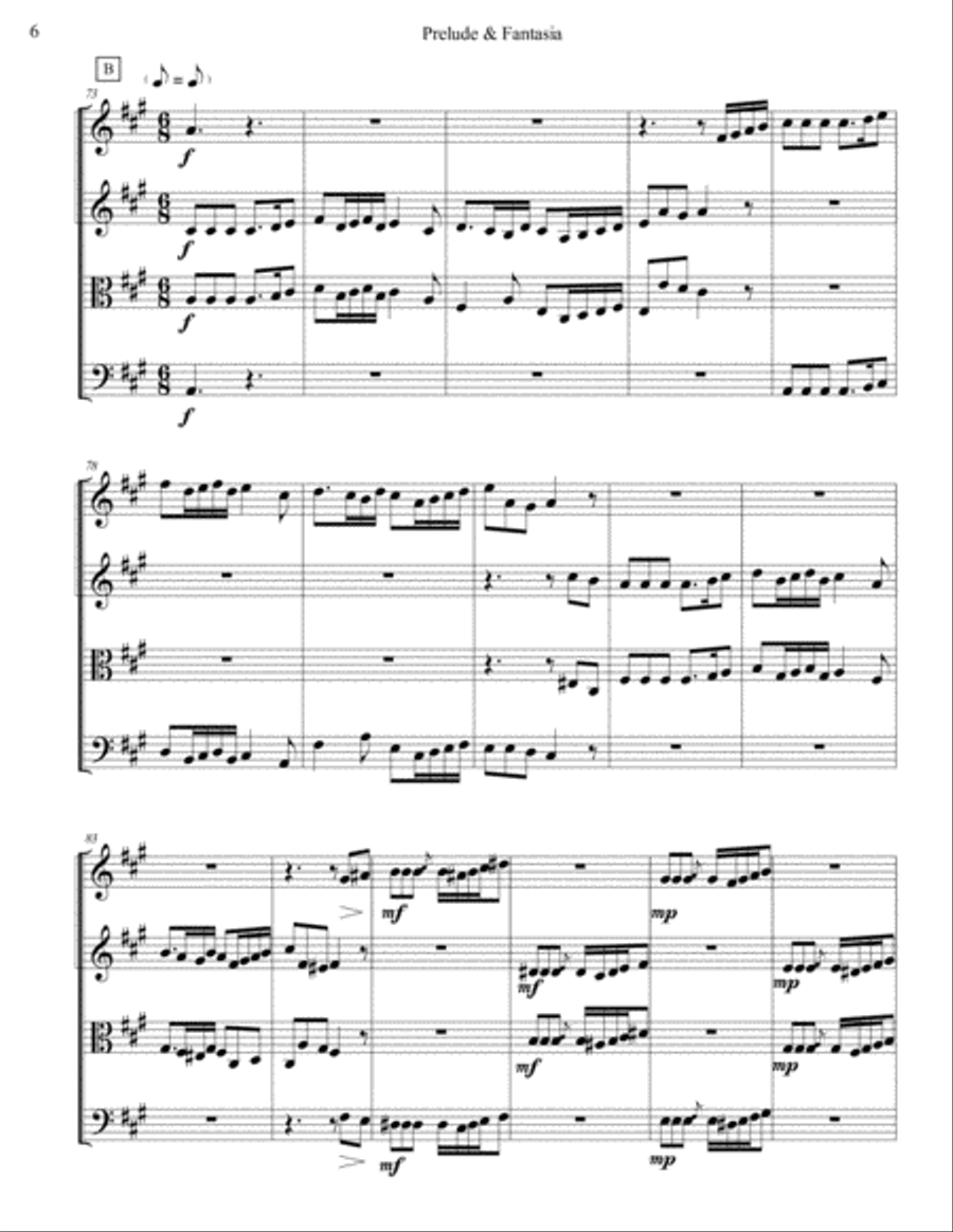 Prelude and Fantasia in G for String Quartet String Quartet scores gallery preview page 6