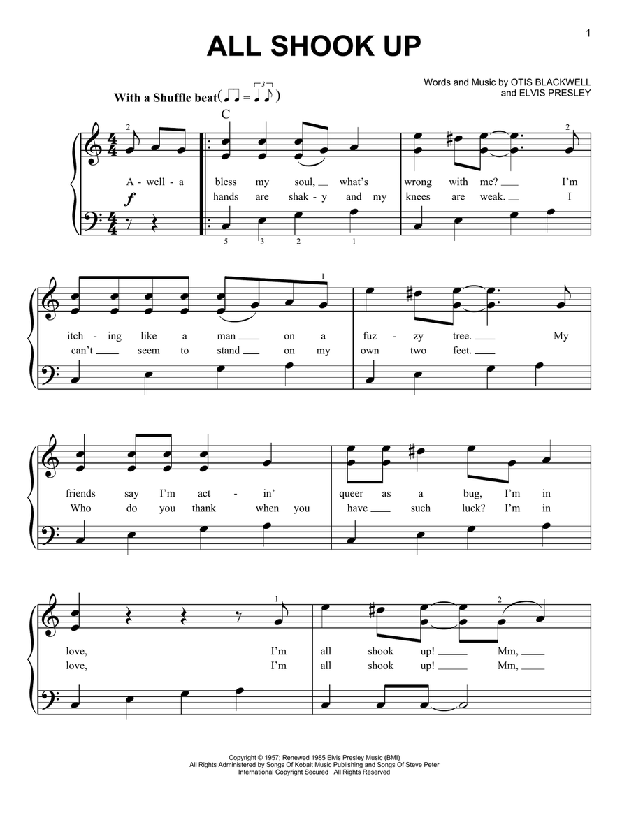 All Shook Up All Shook Up Easy Piano scores gallery preview page 1