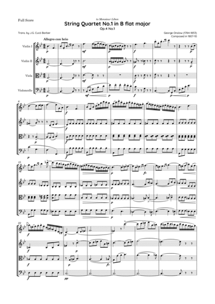 Onslow - String Quartet No.1 in B flat major, Op.4 No.1 image number null