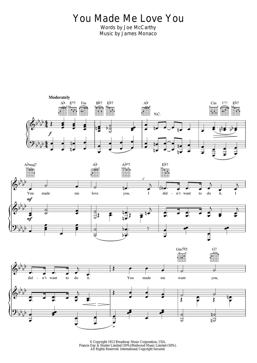 You Made Me Love You (I Didn't Want To Do It) Voice scores gallery preview page 1