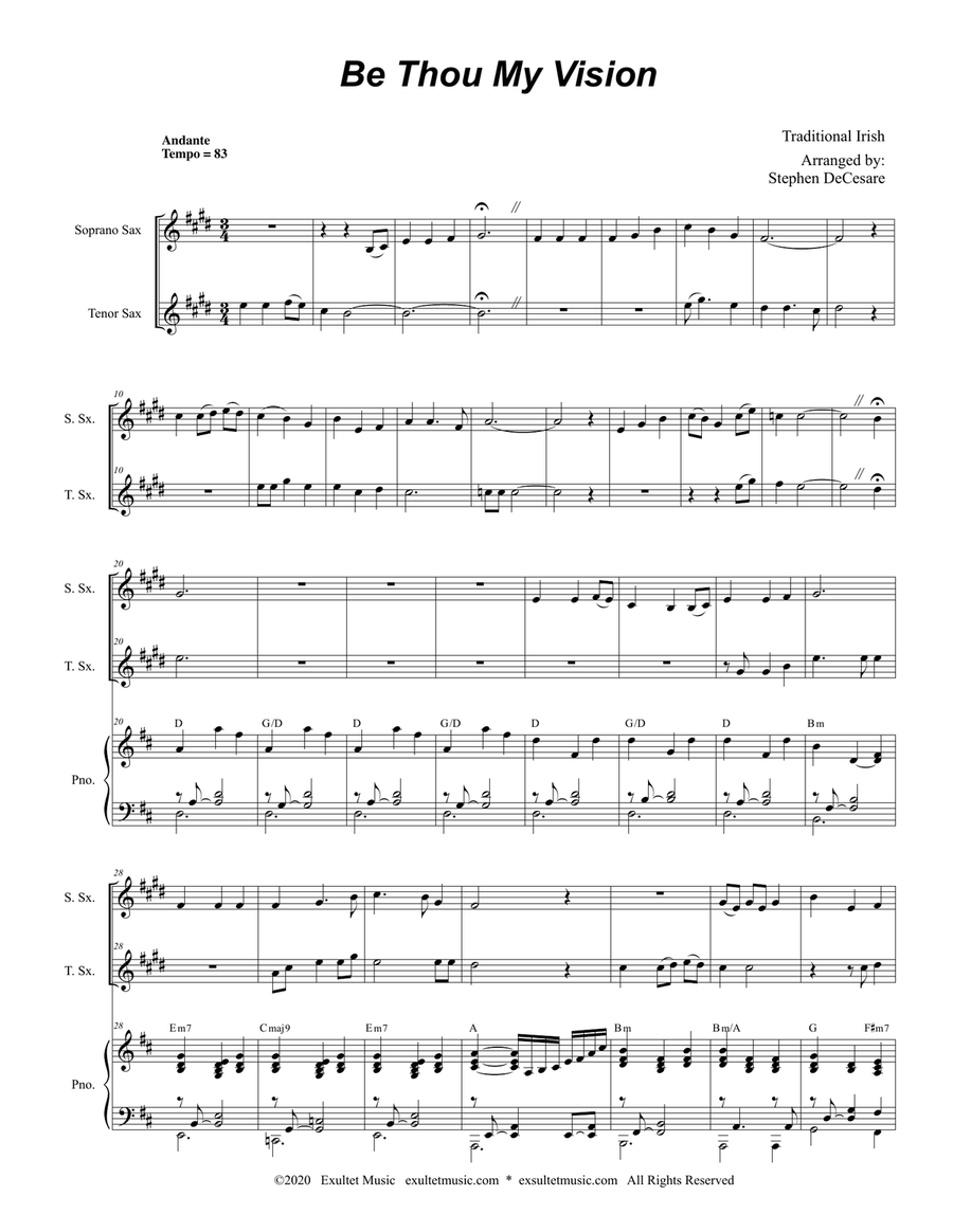 Be Thou My Vision (Duet for Soprano and Tenor Saxophone) Woodwind Duet scores gallery preview page 1