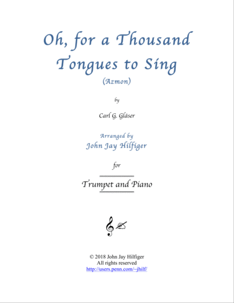 Oh, for a Thousand Tongues to Sing for Trumpet and Piano Trumpet Solo scores gallery preview page 1