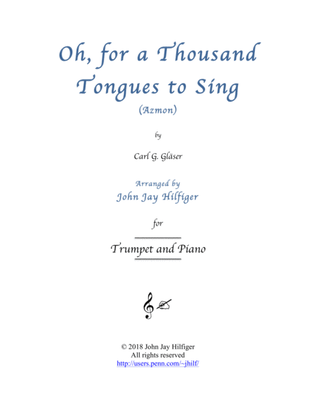 Book cover for Oh, for a Thousand Tongues to Sing for Trumpet and Piano