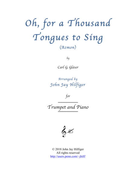 Oh, for a Thousand Tongues to Sing for Trumpet and Piano image number null