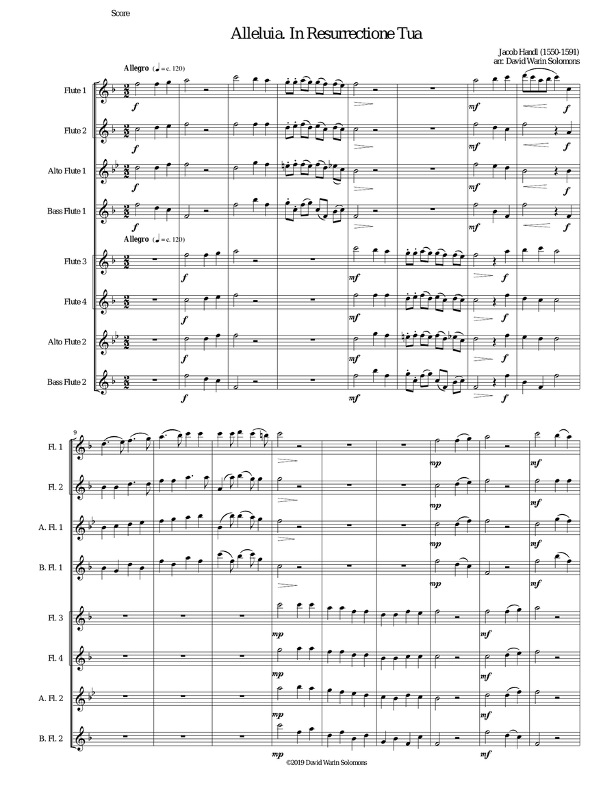 Alleluia In Resurrectione Tua arranged for flute octet or flute choir Flute Choir scores gallery preview page 1