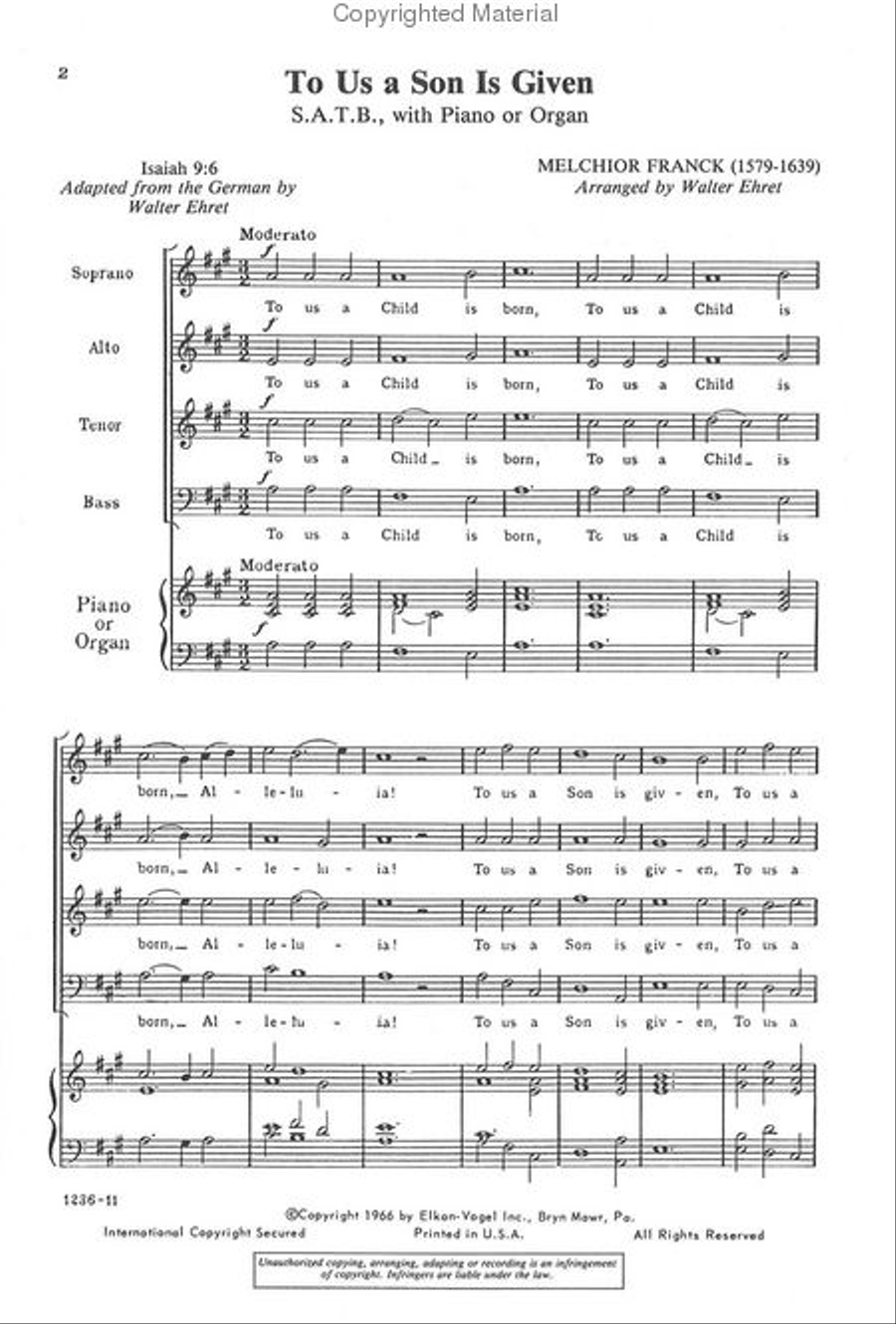 To Us A Son Is Given 4-Part scores gallery preview page 2
