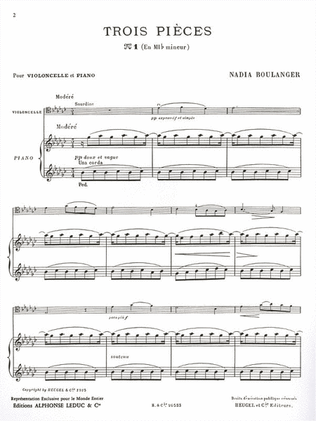 3 Pieces No. 1 In E Flat Minor (cello & Piano)