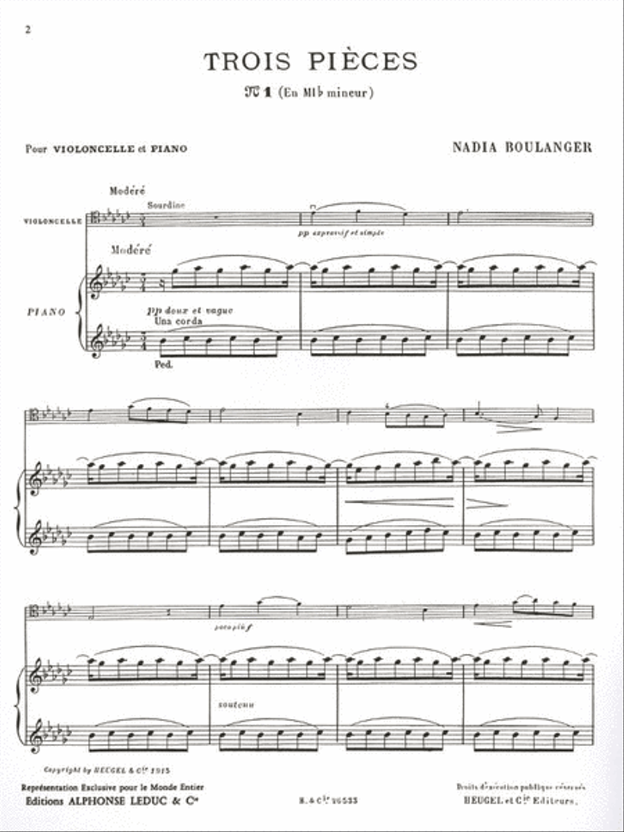 3 Pieces No. 1 In E Flat Minor (cello & Piano)