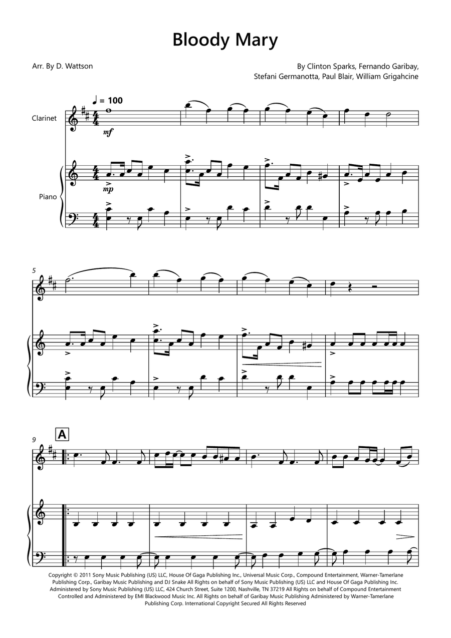 Bloody Mary Bloody Mary Chamber Music scores gallery preview page 1