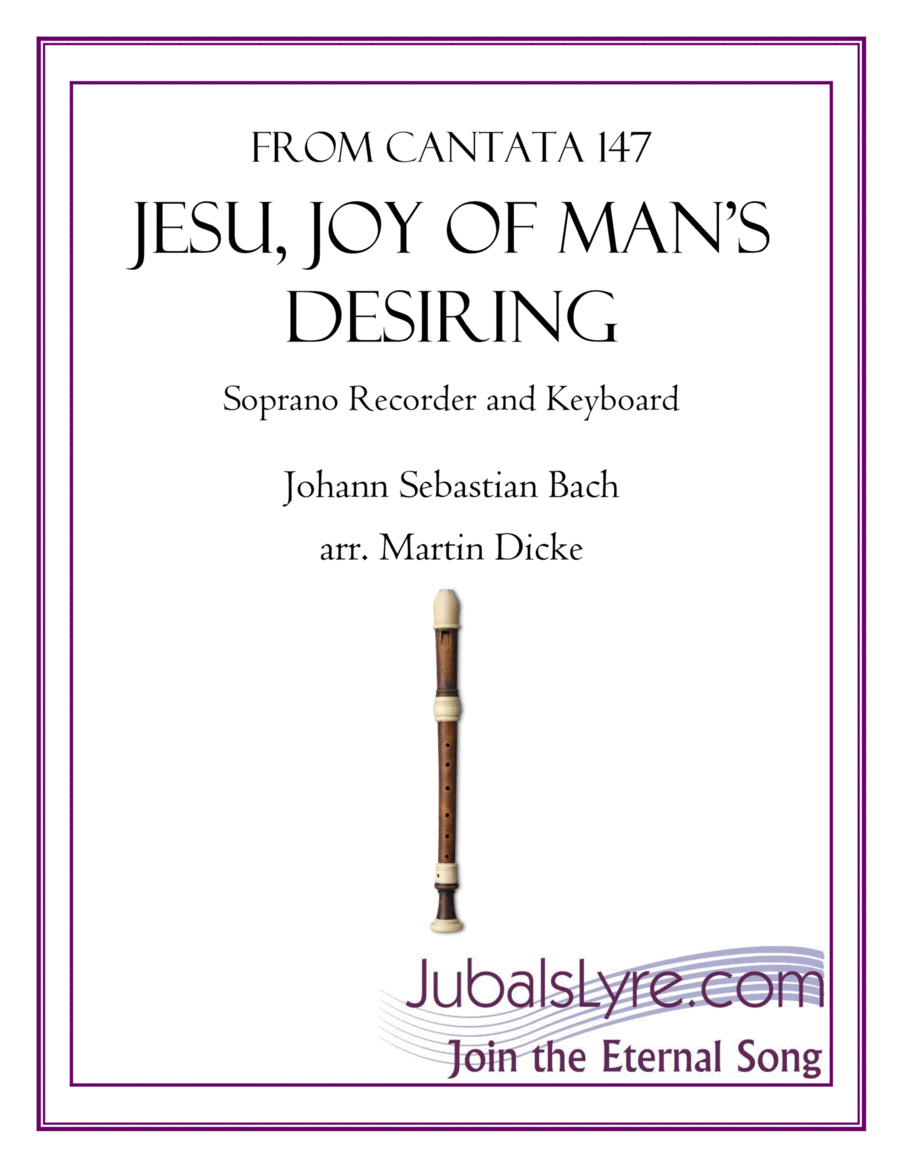 Jesu, Joy of Man's Desiring (Soprano Recorder and Keyboard) Soprano Recorder scores gallery preview page 1