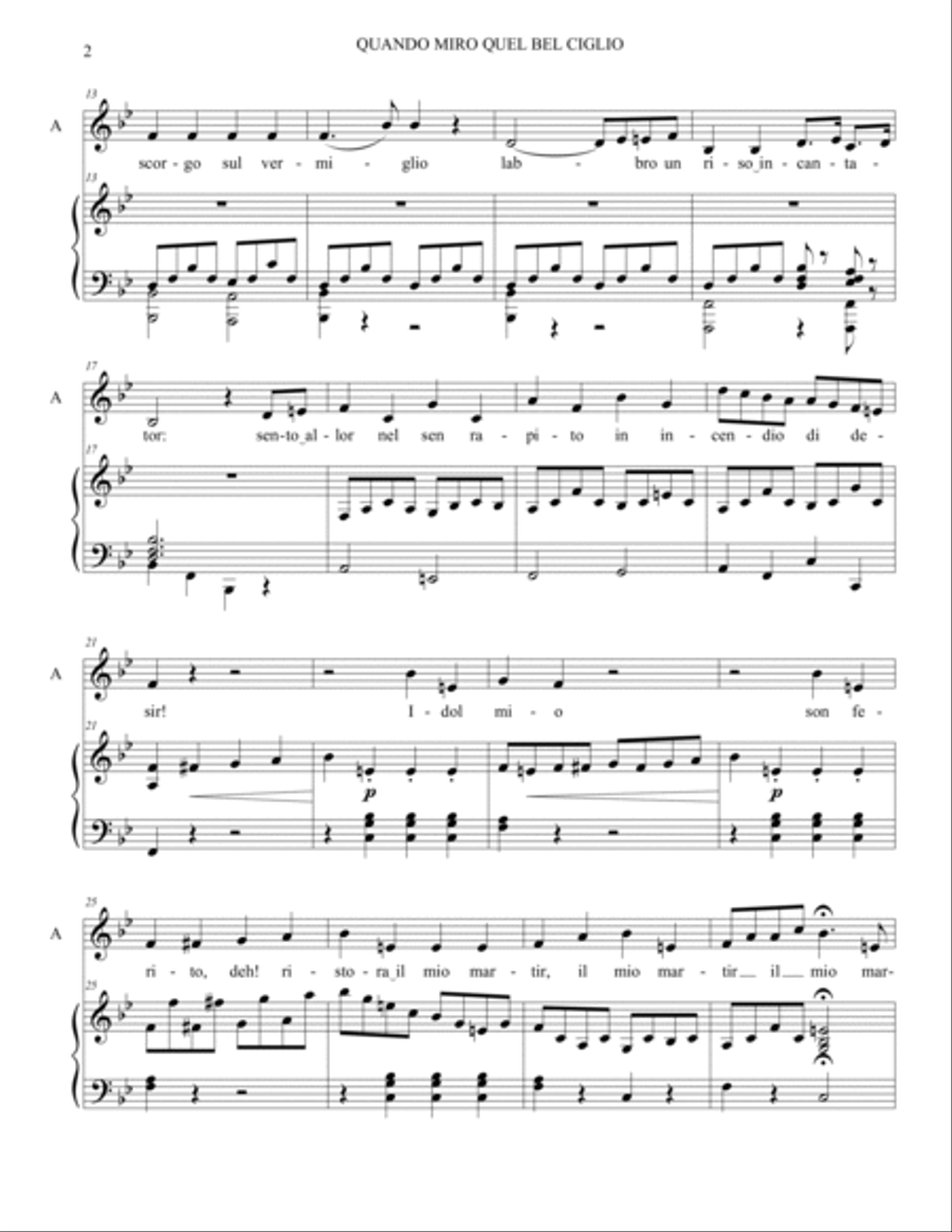 QUANDO MIRO IL TUO BEL CIGLIO - KV 524 - For Alto e Piano QUANDO MIRO IL TUO BEL CIGLIO - KV 524 - For Alto e Piano Voice scores gallery preview page 2