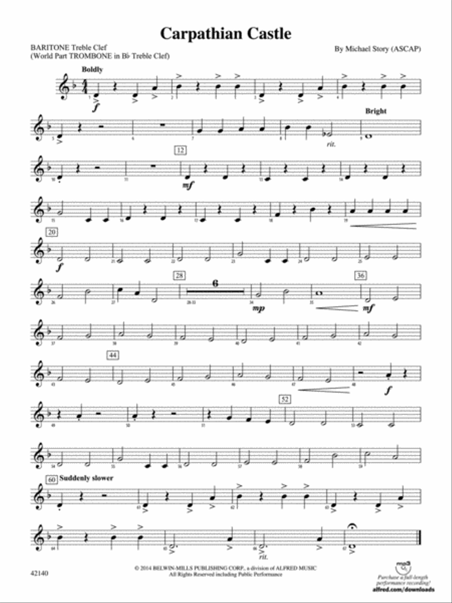 Carpathian Castle: Baritone T.C. Concert Band scores gallery preview page 1