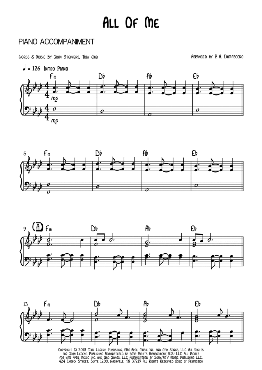 All Of Me Easy Piano scores gallery preview page 1
